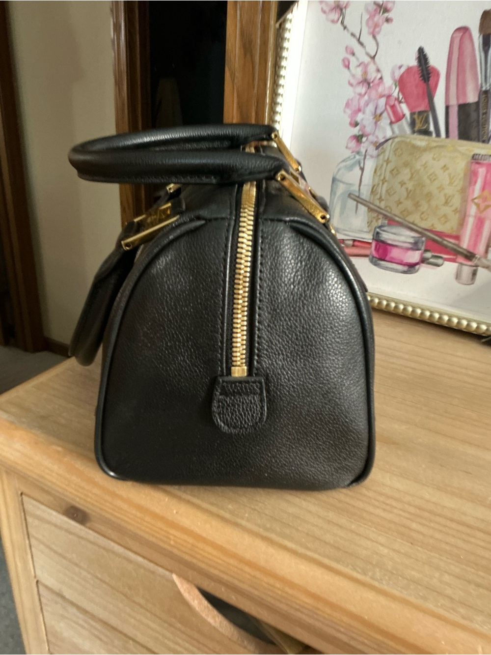 MCM München Black Leather Boston Satchel Gold Hardware - Picture 3 of 14